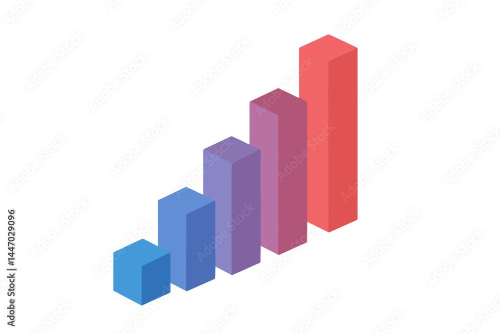 Isometric 3D Gradient Bars — Value Change Chart Isometric 3D Gradient Bars — Value Change Chart
