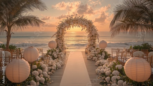 Elegant beachfront wedding ceremony