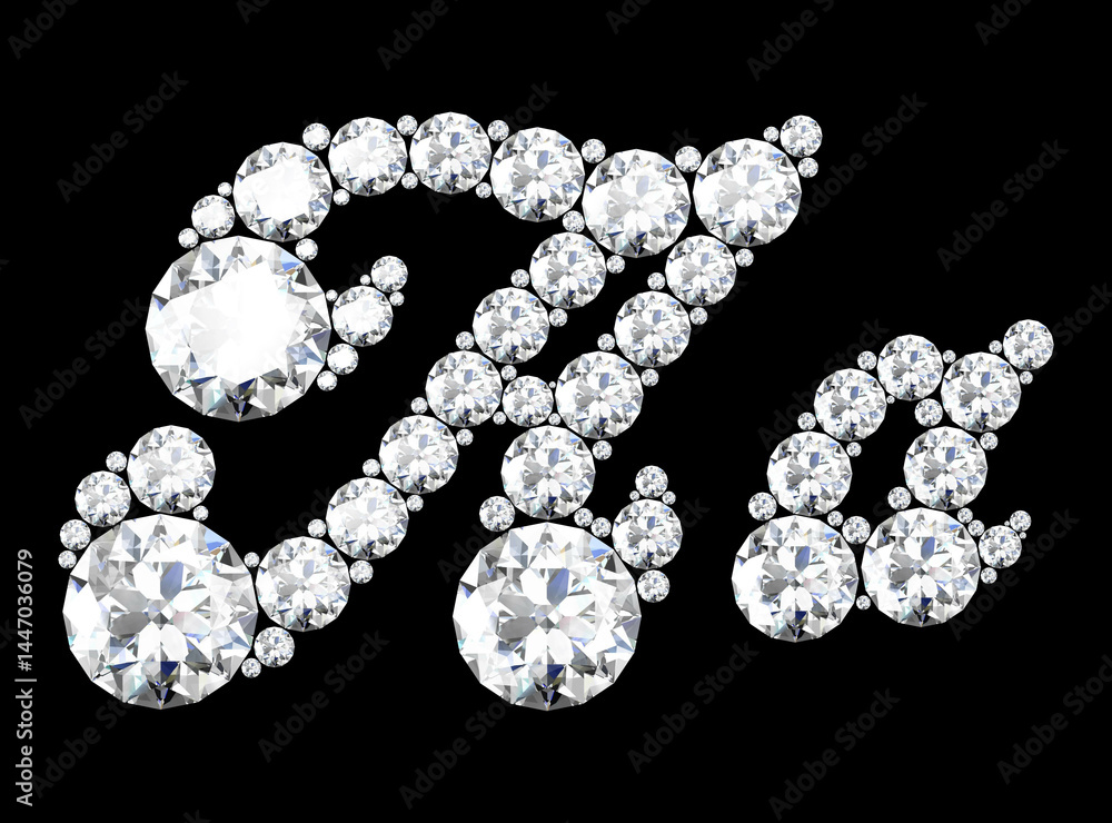 diamond letters with gemstones isolated on black. (high resolution 3D image). diamond letters with gemstones isolated on black. (high resolution 3D image).
