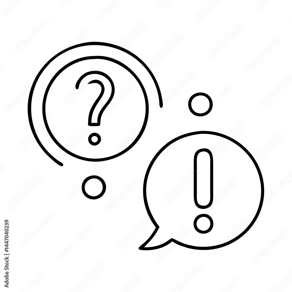 question mark and exclamation icon, question mark and exclamation line art - simple line art of question mark and exclamation, perfect for question mark and exclamation logos and icons