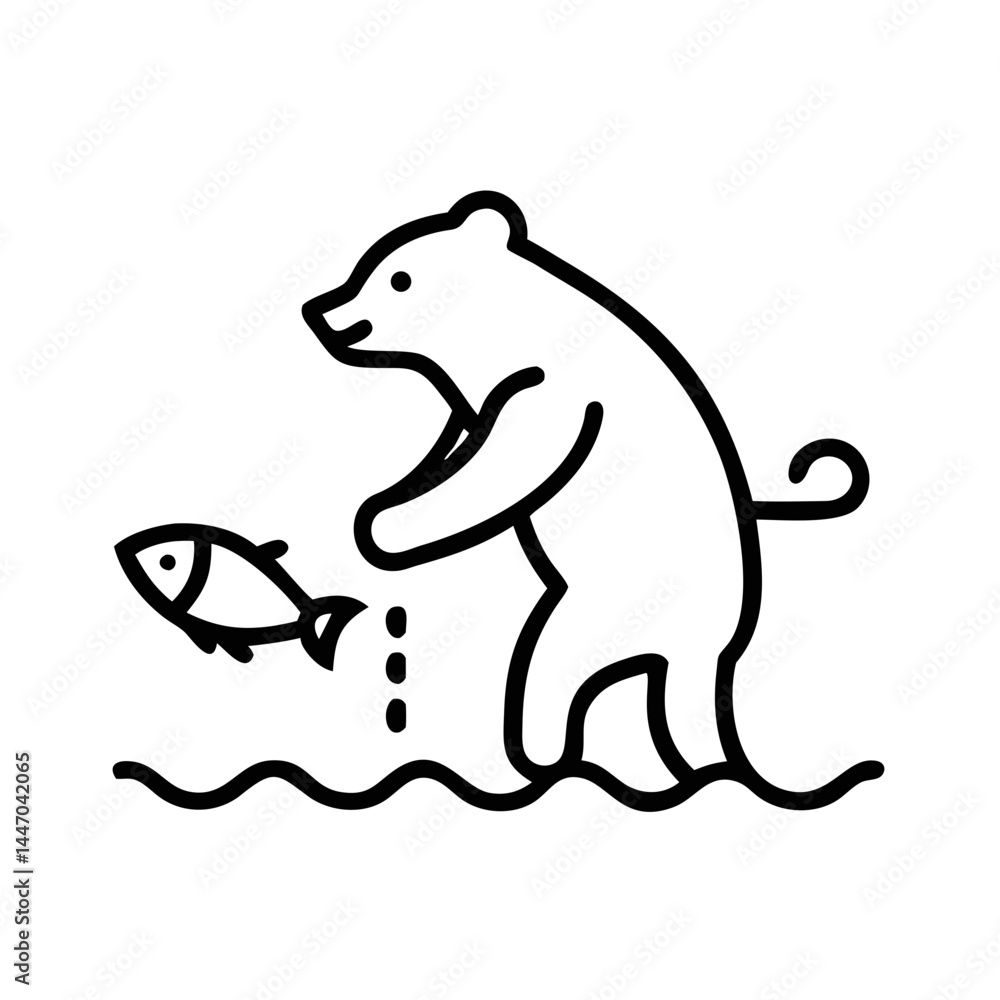 Obraz premium Bear catching fish in a stream 