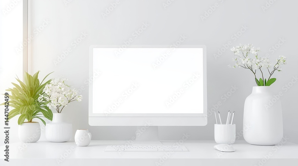 Fototapeta premium Clean Modern Workspace With Computer