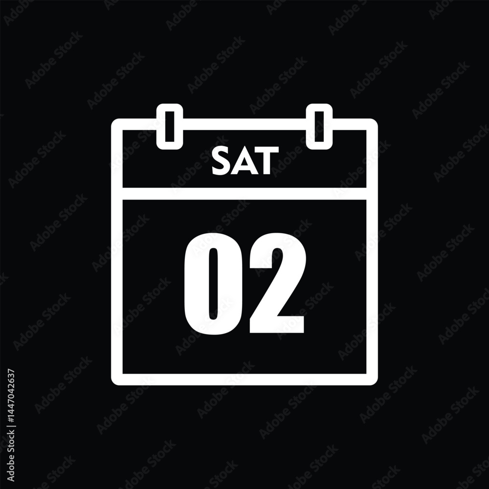 calender icon, 02 saturday icon with black background calender icon, 02 saturday icon with black background