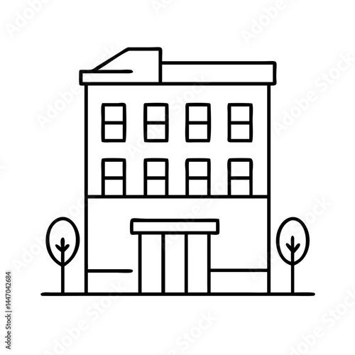 residential building icon, residential building line art - simple line art of residential building, perfect for residential building logos and icons