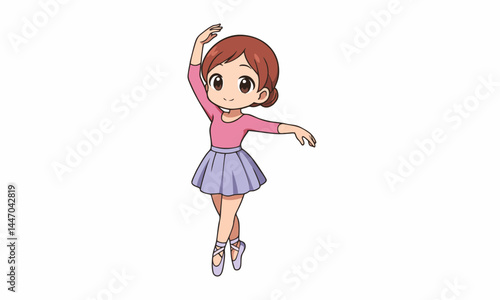 cute woman ballet dancer cartoon illustration