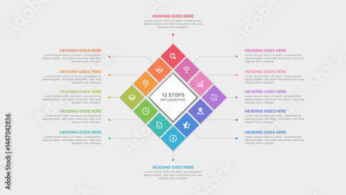 Yearly Planner Organizer Infographic Template Design with Twelve Options