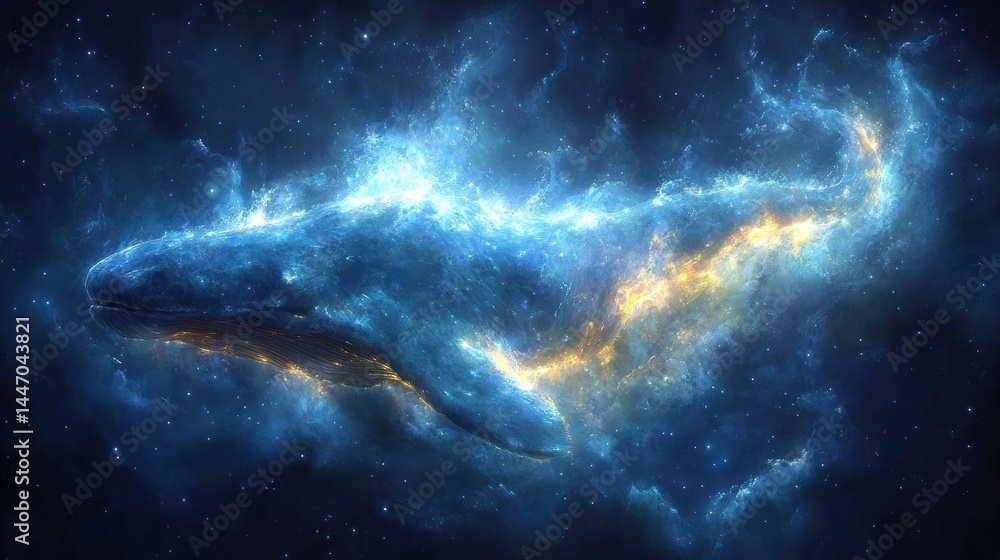 Fototapeta premium Celestial Whale A cosmic leviathan swims through space