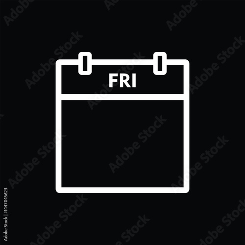 calender icon, friday icon with black background
