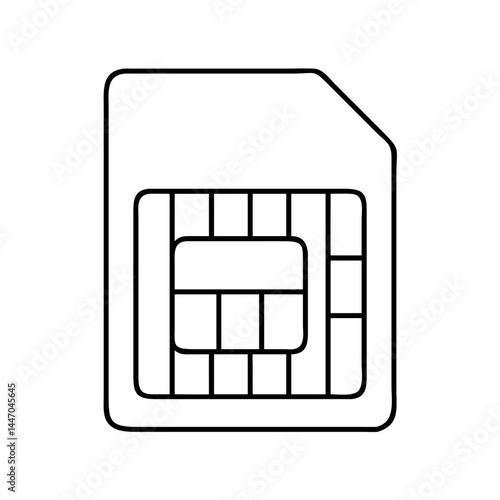 sim card icon, sim card line art - simple line art of sim card, perfect for sim card logos and icons