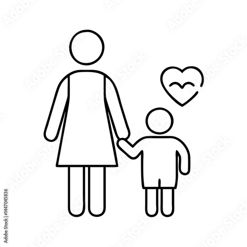 single parent icon, single parent line art - simple line art of single parent, perfect for single parent logos and icons
