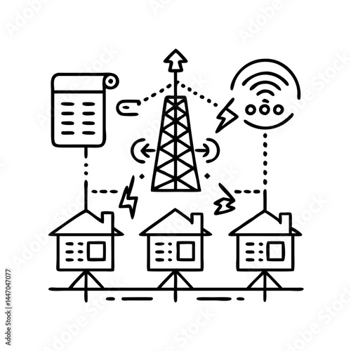 smart power grid icon, smart power grid line art - simple line art of smart power grid, perfect for smart power grid logos and icons