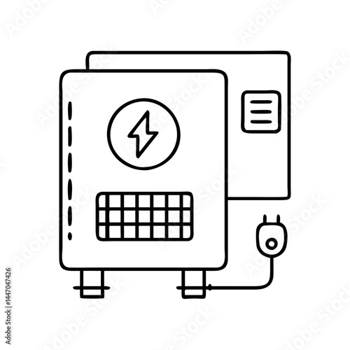 solar inverter icon, solar inverter line art - simple line art of solar inverter, perfect for solar inverter logos and icons