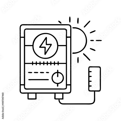 solar inverter icon, solar inverter line art - simple line art of solar inverter, perfect for solar inverter logos and icons