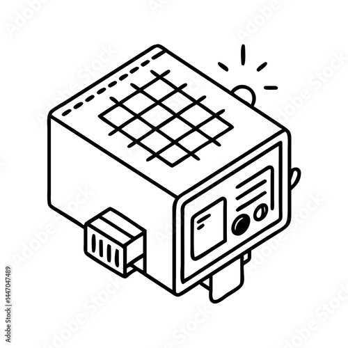 solar inverter icon, solar inverter line art - simple line art of solar inverter, perfect for solar inverter logos and icons