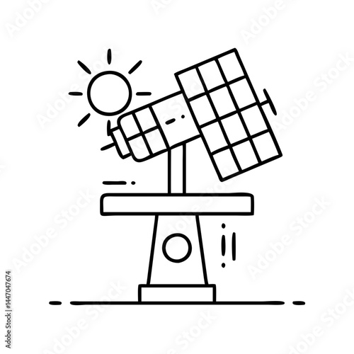 solar tracker icon, solar tracker line art - simple line art of solar tracker, perfect for solar tracker logos and icons