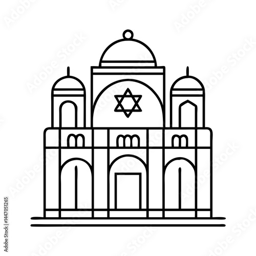 synagogue icon, synagogue line art - simple line art of synagogue, perfect for synagogue logos and icons