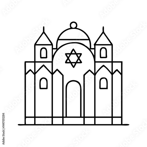 synagogue icon, synagogue line art - simple line art of synagogue, perfect for synagogue logos and icons