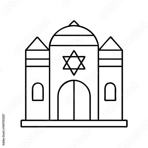 synagogue icon, synagogue line art - simple line art of synagogue, perfect for synagogue logos and icons