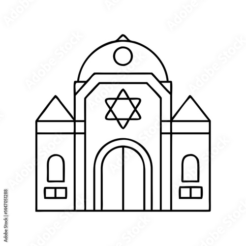 synagogue icon, synagogue line art - simple line art of synagogue, perfect for synagogue logos and icons