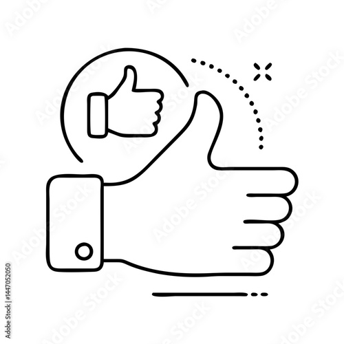thumbs up icon, thumbs up line art - simple line art of thumbs up, perfect for thumbs up logos and icons