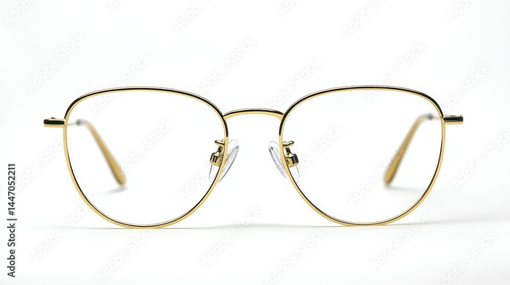 Fototapeta premium Gold wireframe glasses isolated on white background