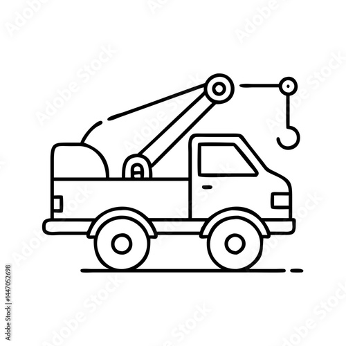 tow truck icon, tow truck line art - simple line art of tow truck, perfect for tow truck logos and icons