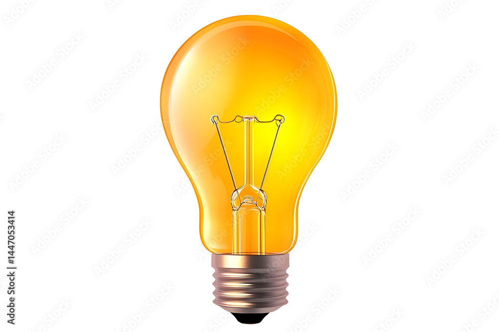 Illuminated Lightbulb Illustration, Isolated Graphic Element Illuminated Lightbulb Illustration, Isolated Graphic Element