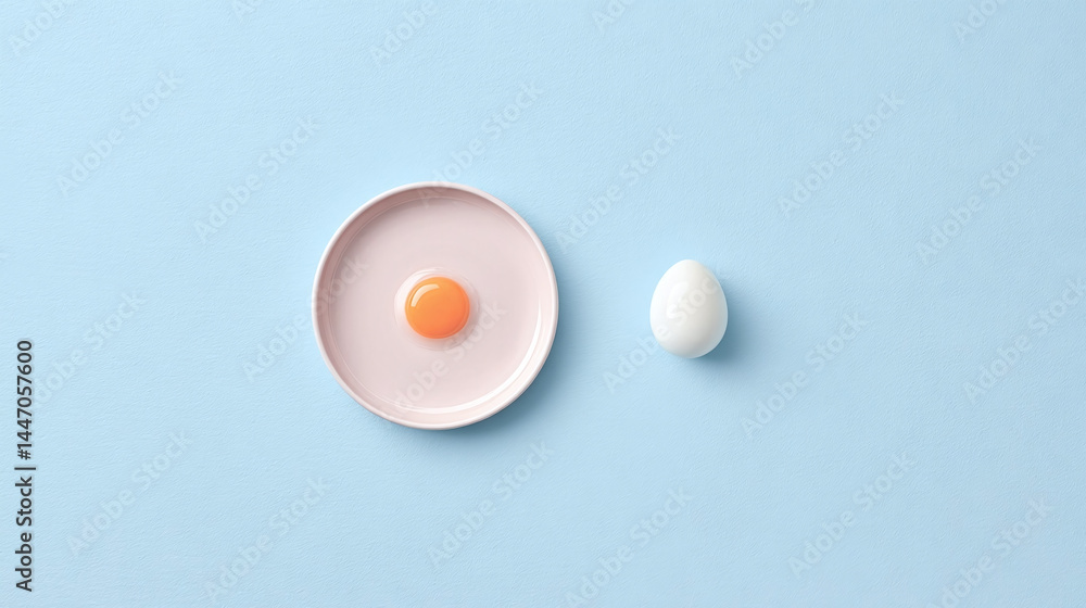 Simple Egg and Plate Minimalist Composition Simple Egg and Plate Minimalist Composition