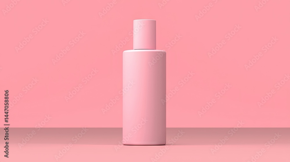 A singular pink bottle displayed against a monochromatic background A singular pink bottle displayed against a monochromatic background