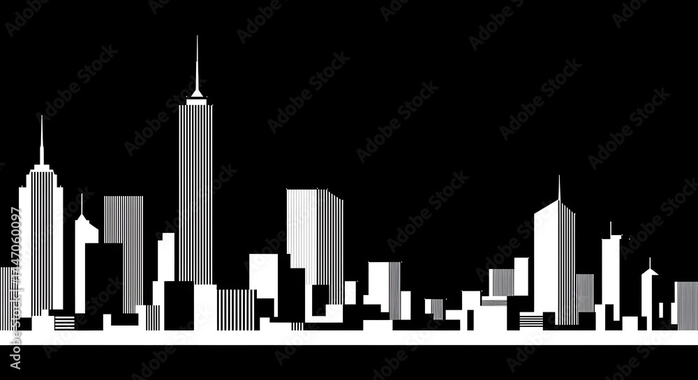 Fototapeta premium Modern City Skyline Urban Architecture Building Illustration Night Cityscape Metropolis