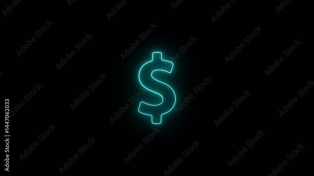 Dollar logo animation by purple color neon on black background. Dollar logo animation by purple color neon on black background.