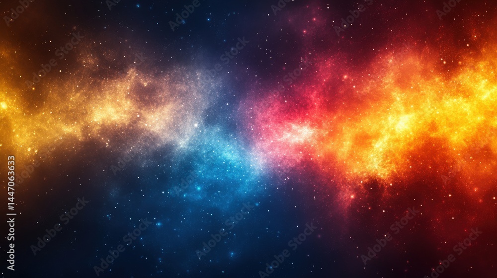 Fototapeta premium Cosmic clash: A vibrant nebula of celestial fire and ice illustration