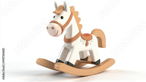 Happy rocking horse isolated on white background