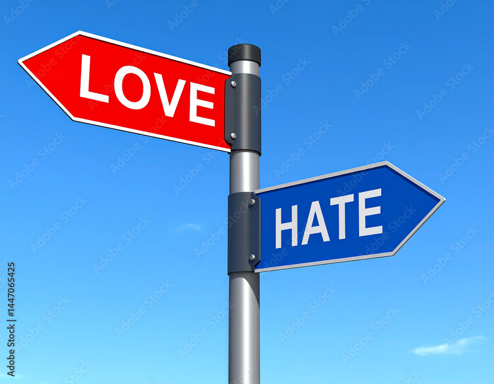 Indicators with opposite directions with love versus hate