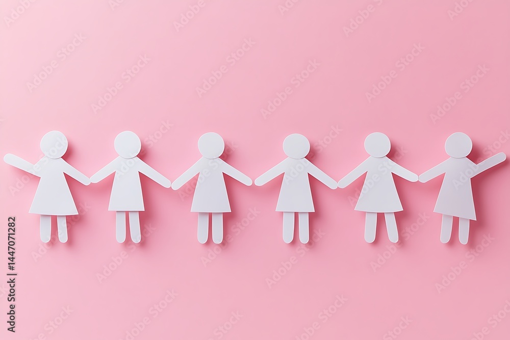 Women Paper Chain Teamwork Support Women Paper Chain Teamwork Support