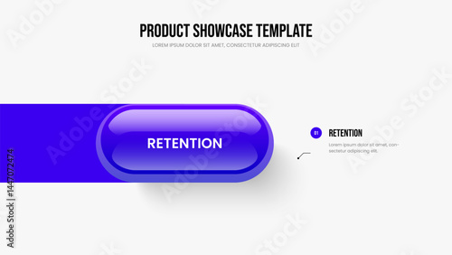 Service Launch Presentation Design Vector Illustration. Product Visualization 1 Element Infographic Slide Layout. Market Performance One Option Diagram Frame Template.