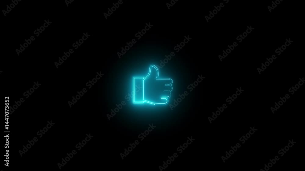 Glowing neon thumb up like icon. animated like button. Neon thumb up like icon animation. animated like button. like emoji icon on black background, Glowing neon line Hand thumb up icon isolated Glowing neon thumb up like icon. animated like button. Neon thumb up like icon animation. animated like button. like emoji icon on black background, Glowing neon line Hand thumb up icon isolated