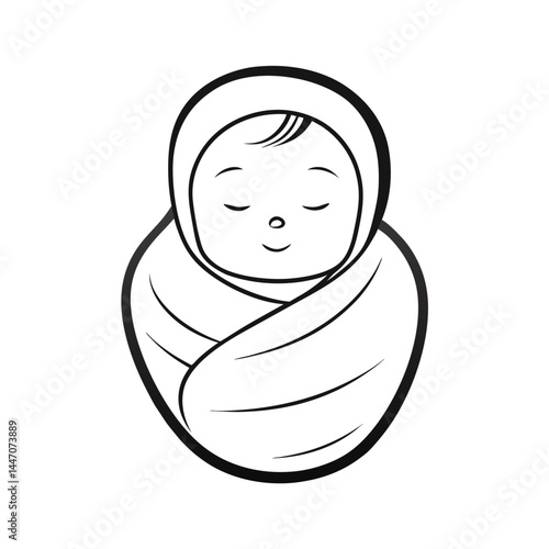 Sleeping Newborn Baby Swaddled Icon