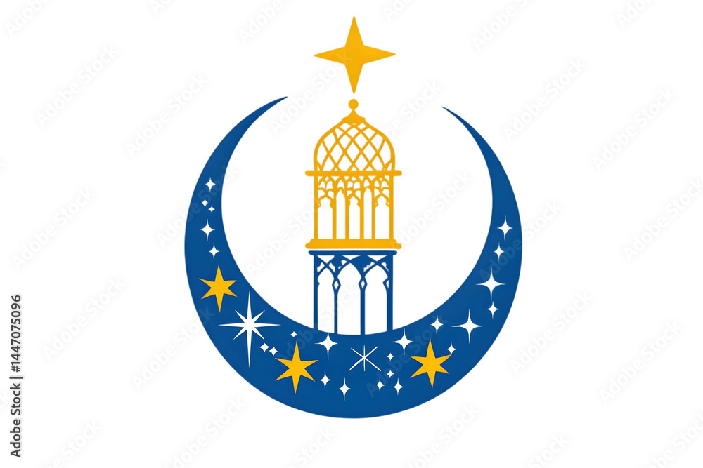 Islamic Crescent Moon With Lantern And Stars Illustration Background Islamic Crescent Moon With Lantern And Stars Illustration Background