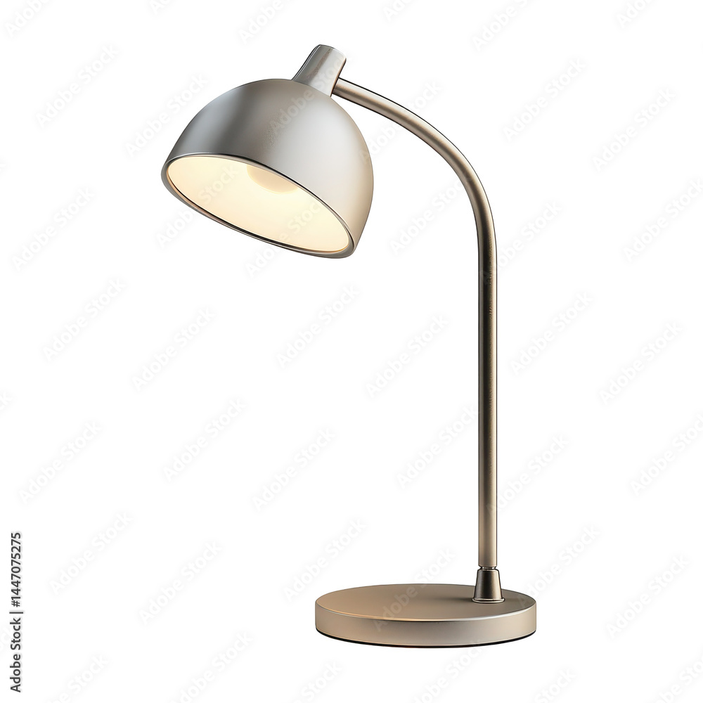 Minimalist, modern desk lamp with a brushed gray metal shade and arm, perfect for a contemporary home or office workspace. Minimalist, modern desk lamp with a brushed gray metal shade and arm, perfect for a contemporary home or office workspace.
