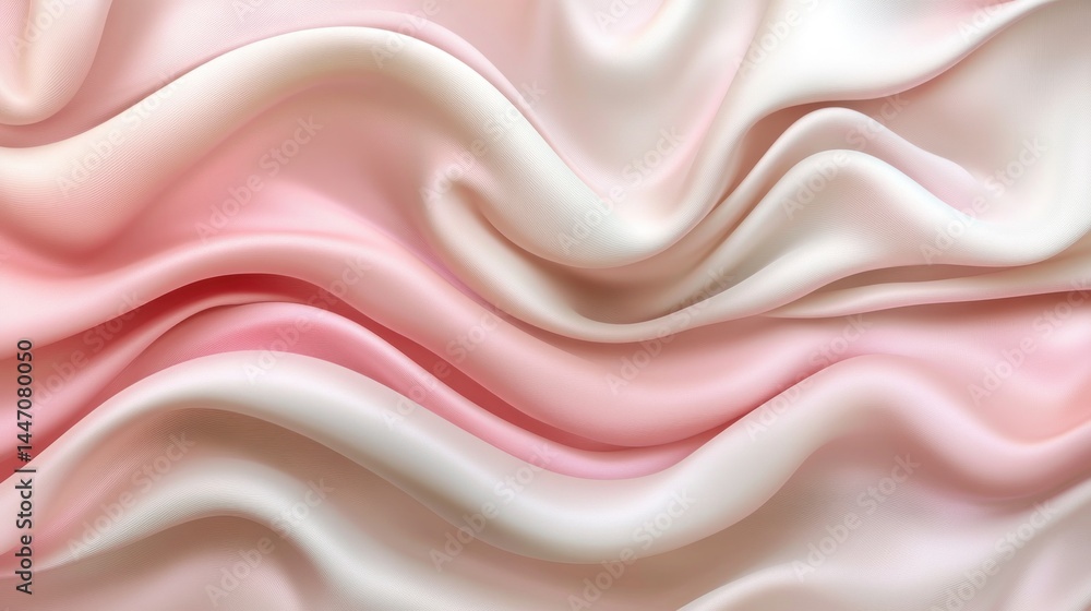 Obraz premium Delicate, flowing silk fabric in a soft pink and cream gradient.