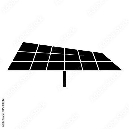 Monochromatic illustration of a solar panel on a supporting post in silhouette