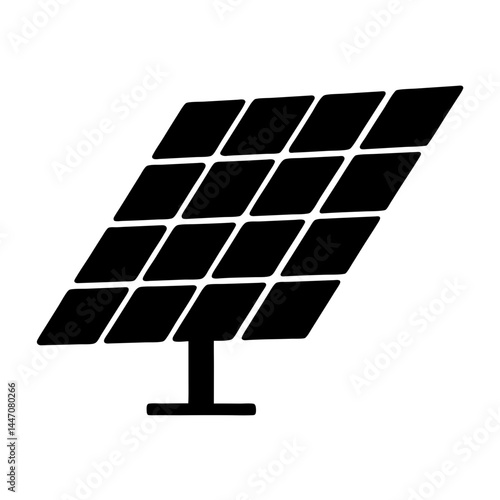 Black silhouette of a solar panel array generating renewable energy