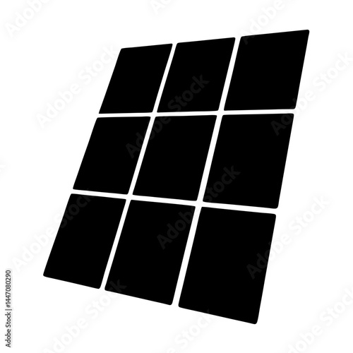 Graphic illustration of a solar panel array in black and white