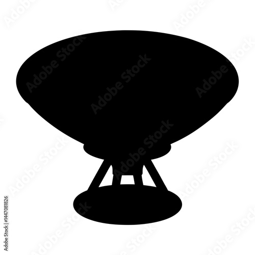 Black Silhouette of an Isolated Hot Air Balloon Design Element Art