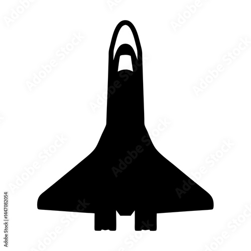 Black silhouette illustration of a space shuttle on a plain white background