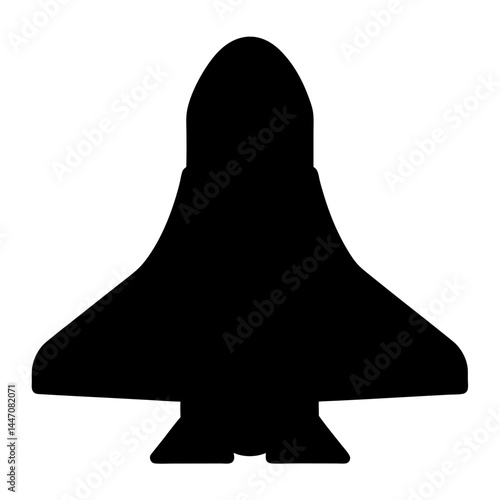 Black silhouette of a space shuttle ascending into the vast unknown