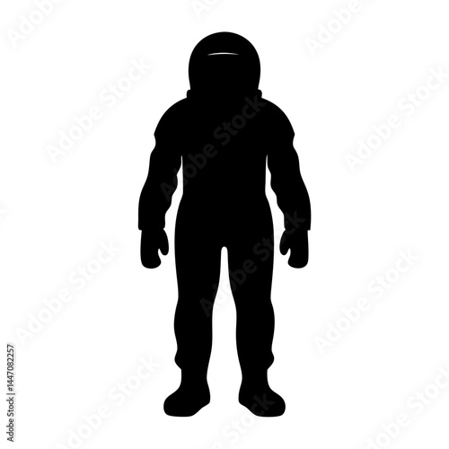 Silhouette of a person in a protective suit standing upright looking forward