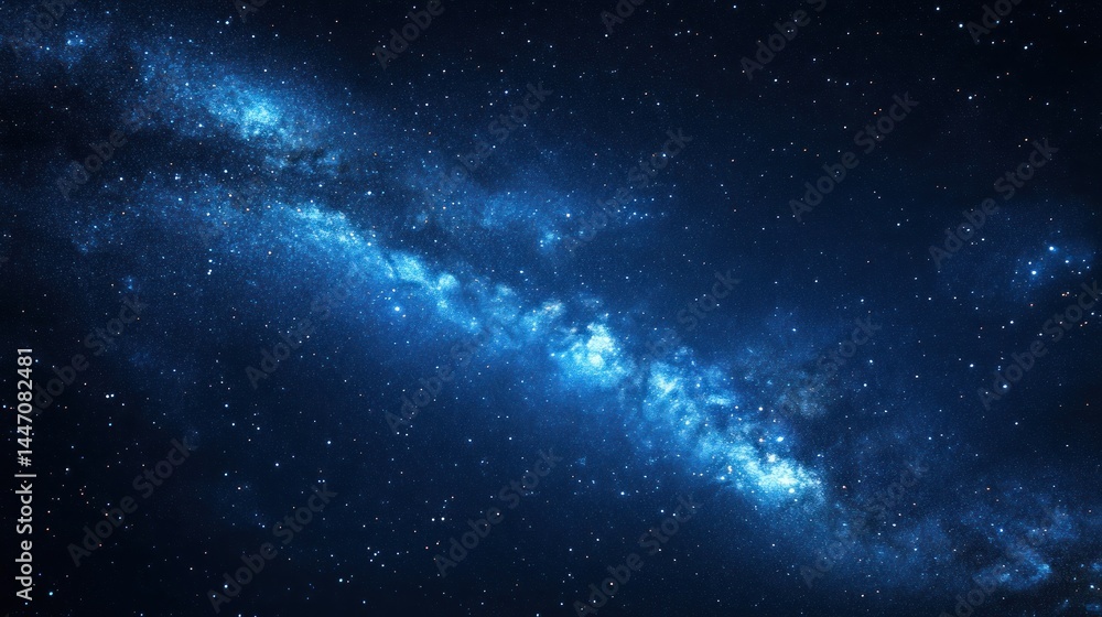 Naklejka premium Celestial Canvas: A Night Sky Panorama of the Milky Way Galaxy