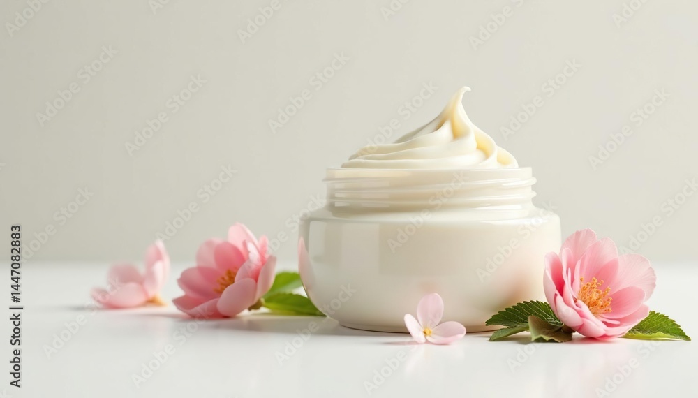 Luxurious cream jar on pristine white backdrop, makeup, organic, texture Luxurious cream jar on pristine white backdrop, makeup, organic, texture